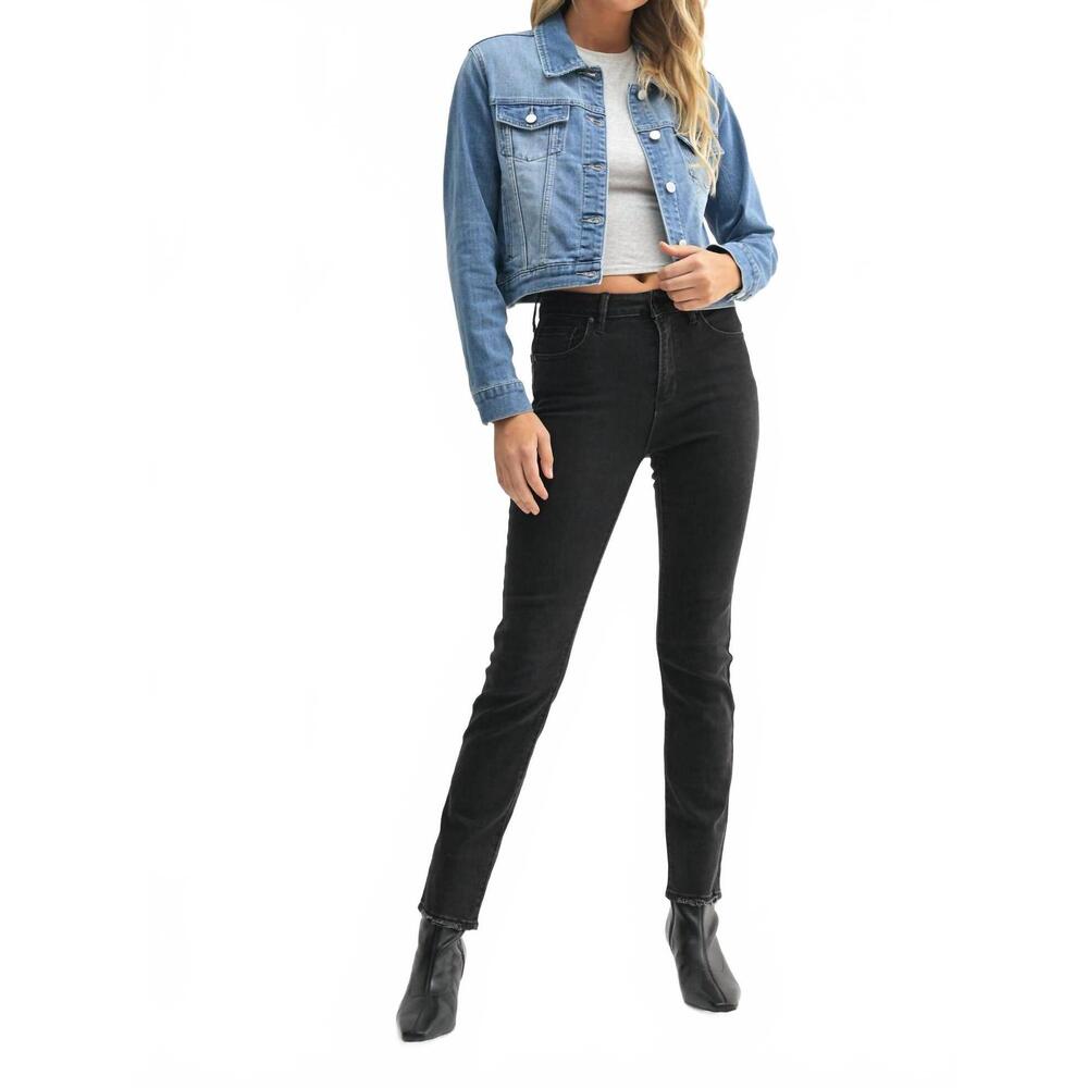NEW JBD. mara slim straight stretch denim jeans in washed black